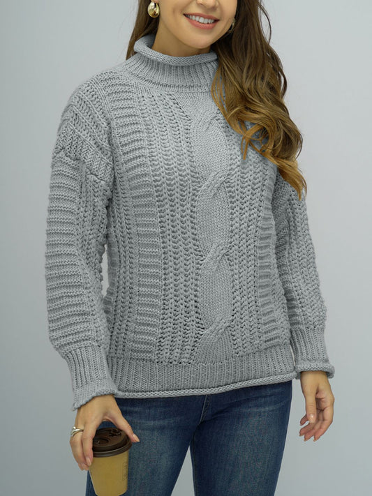 Cable-Knit Mock Neck Sweater